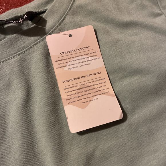 Fashion Women's Sage Green Ruffled Sleeve Top Blouse Size M NWT - Picture 5 of 5